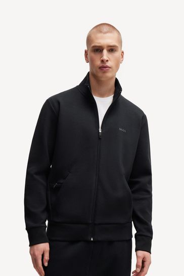 BOSS Black Zip Up Logo Sweatshirt