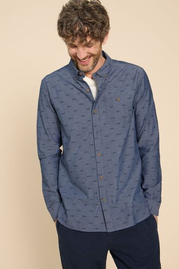 White Stuff Blue Swordfish Printed Shirt