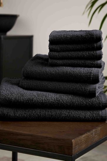 Catherine Lansfield Black Quick Dry Cotton 8 Piece Towel Set