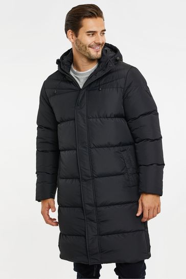 Threadbare Black Showerproof Longline Padded Coat