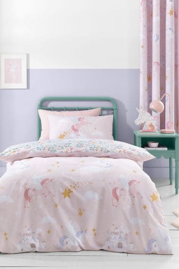 Catherine Lansfield Pink Fairytale Unicorn Duvet Cover Set