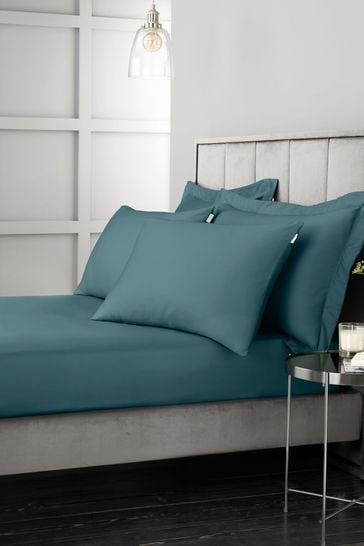 Bianca Teal 400 Thread Count Cotton Sateen Fitted Sheet