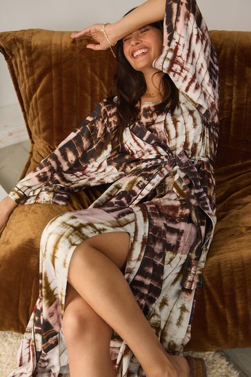 Buy Black Purple Tie Dye Lightweight Dressing Gown from Next Bahrain
