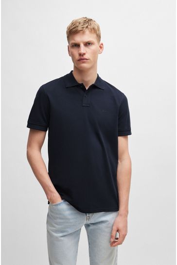 BOSS Dark Blue Chrome Cotton Pique Polo Shirt