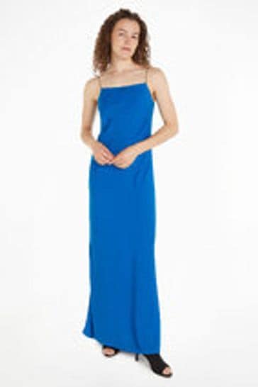 Calvin Klein Blue Metal Detail Slip Dress