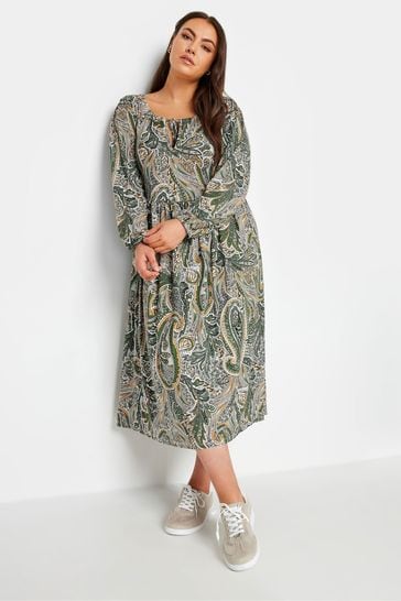 Yours Curve Green Ditsy Floral Print Midaxi Dress