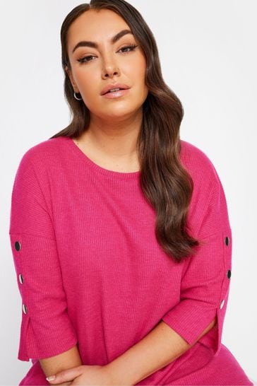 Yours Curve Bright Pink Batwing Sleeve Soft Touch Jumper