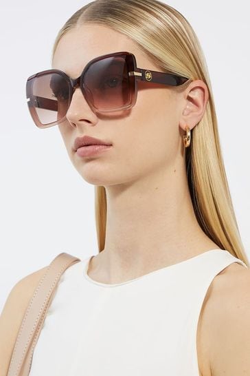 Dune London Pink Oversized Galaxy Overlay Lens Sunglasses