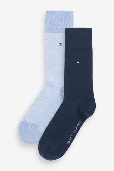 Tommy Hilfiger Men Blue Quarter Sock 2 Pack