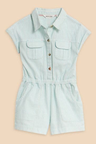 White Stuff Blue Striped Woven Playsuit