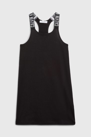 Calvin Klein Black Logo Strap Tank Dress