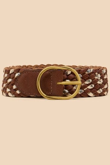 Buy White Stuff Brown Leather Weave Belt from Next USA