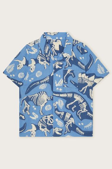 Camisa azul con estampado de huesos de dinosaurio de Monsoon