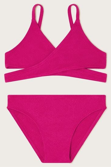 Monsoon Pink Textured Wrap Bikini Set