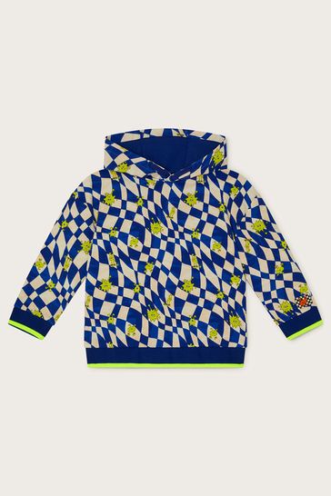 Buy Monsoon Blue Checkerboard Monster Hoodie from Next Denmark