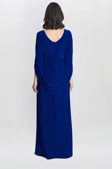 Buy Gina Bacconi Blue Jenna Draped Back Shoulder Maxi Dress from