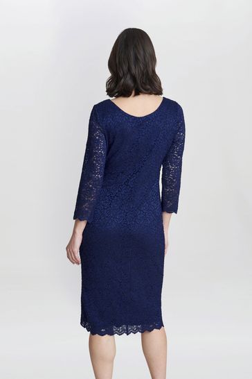 Gina bacconi blue lace dress sales