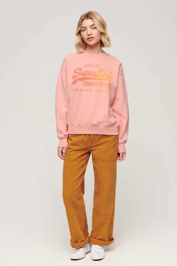 Superdry sweatshirt pink discount