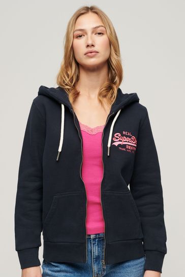 Superdry Blue Neon Graphic Zip Hoodie