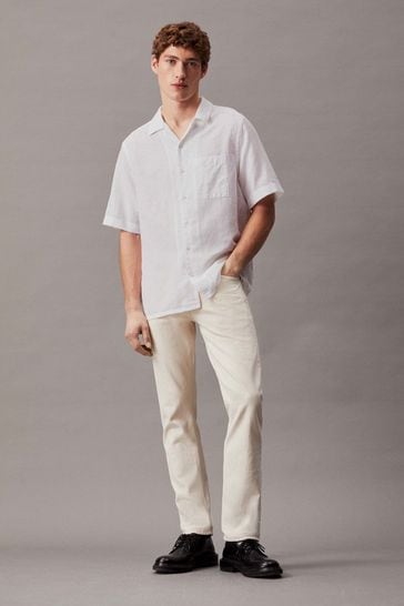 Calvin Klein White Linen Cuban Shirt