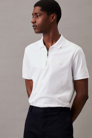 Calvin Klein Zip White Polo Shirt