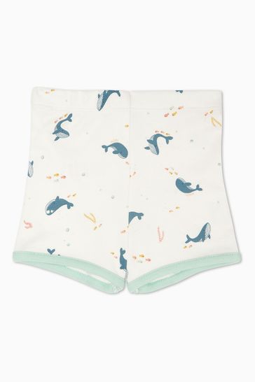 Conjunto de pijama corto con estampado de ballenas en blanco de algodón orgánico y bambú de MORI