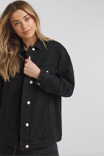 Black boyfriend denim jacket clearance