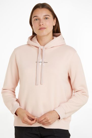 Sudadera con capucha y logotipo en rosa de Calvin Klein