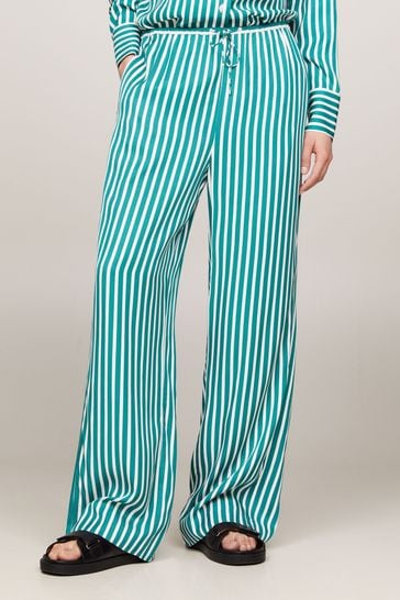 Tommy Hilfiger Green Fluid Stripe Trousers