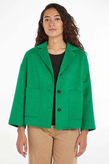 Tommy Hilfiger Green Wool Blend Cardi Jacket