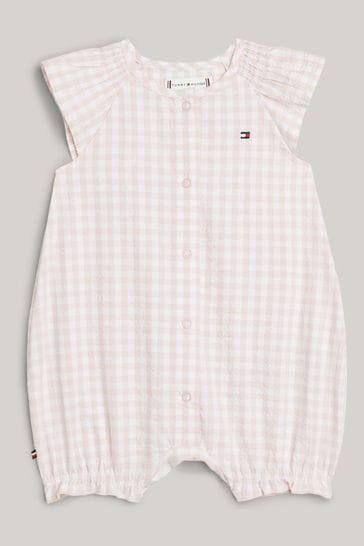 Tommy Hilfiger Baby Pink Ruffle Gingham All In One