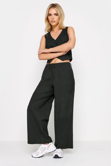 PixieGirl Petite Black PixieGirl Black Linen Wide Leg Trousers