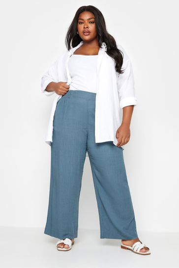 Buy Yours Curve Pull On Wide Leg Linen Trousers from the Laura Ashley online shop