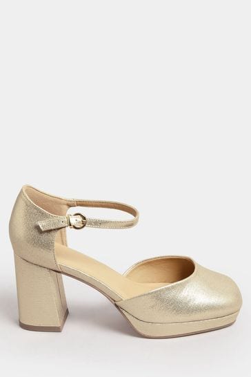 Yours Curve Gold Extra-Wide Fit Platform Court Shoes