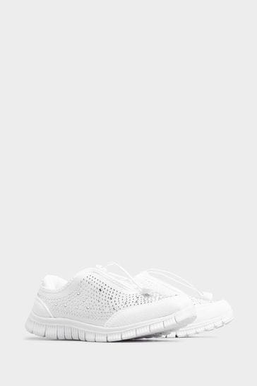 Yours Curve White Wide Fit Titania Gem Trainers