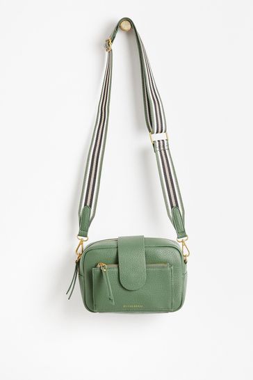 Oliver Bonas Olive Green Charlee Striped Crossbody Bag
