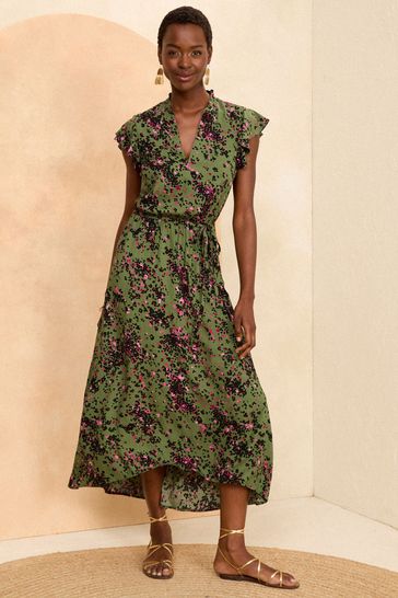 Khaki belted shirt dress cheap