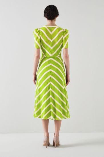 Buy LK Bennett Green Holzer Chevron Stripe Silk Dress from Next