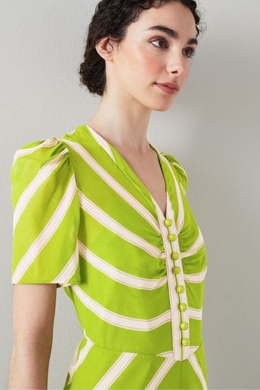 Green silk dress uk hot sale