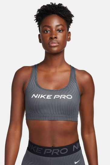 Nike Black Pro Swoosh Light-Support Non-Padded Printed Sports Bra