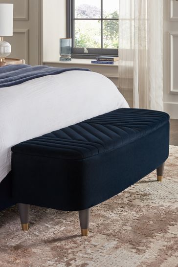 Navy upholstered storage 2025 bench