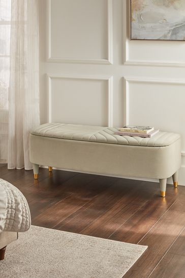 Upholstered storage ottoman shop bench