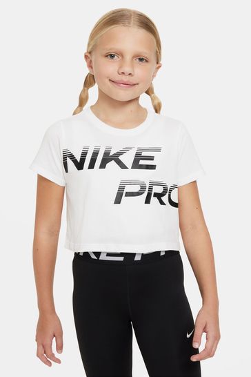 Nike White Pro Cropped T-Shirt