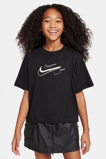 Buy Nike Black Sportswear Swoosh Boxy T Shirt from Next Luxembourg
