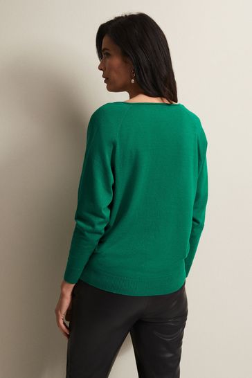 Buy Phase Eight Green Sentia Fine Knit V Neck Jumper from Next Ireland