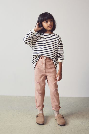 Buy Apricot Distressed Mom Jeans 3 16yrs from Next Netherlands