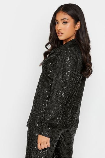Black sequin shirt hotsell