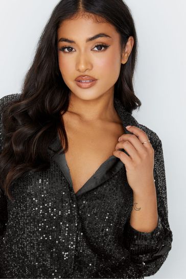 Black sparkly shirt sales