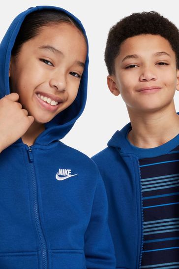 Nike Mid Blue Club Fleece Zip Through Hoodie
