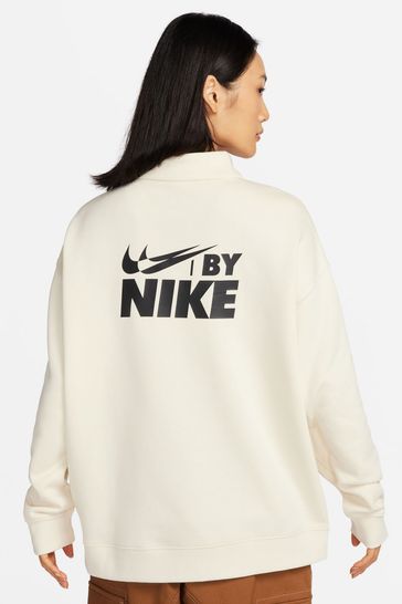 Nike Cream Quarter Zip Back Logo Sweatshirt